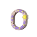 Anneau ressort ovale beige avec motifs violets et petit cœur jaune pour accessoires DIY - Couleur Thé au Lait