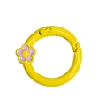 Yellow round spring ring keychain buckle with purple flower charm DIY accessory - Yellow