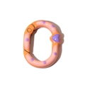 Mousqueton ovale orange et rose avec pois violets et breloque en forme de cœur - Orange