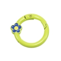 Light green spring o-ring carabiner key ring with small blue decorative flower - Verdant