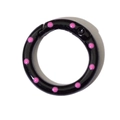 Black round spring ring clasp with pink polka dots for DIY keychains and bag accessories - 25mm / Black