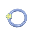 Purple spring ring clasp with green flower charm for DIY keychains and bags - Taro Purple
