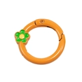Orange spring gate ring key ring with green flower charm for DIY bag accessories - Orange