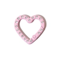 Pink heart-shaped spring ring connector with white rhinestones for DIY crafts - Pink