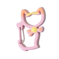 Hebilla de anillo de metal rosa con forma de gato para accesorios de llavero DIY - Rosa