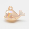 Luminous champagne gold whale dolphin pendant charm with pearlescent finish for DIY - Jelly Grapefruit Pink