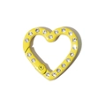 Lemon yellow heart-shaped carabiner key ring with embedded crystals and spring gate - Yellow
