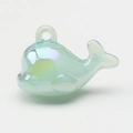 Luminous sky blue whale pendant in translucent iridescent acrylic for DIY accessories - Jelly Blue