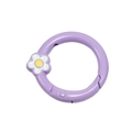 Light purple alloy spring ring with white daisy flower charm for DIY keychains - Deep purple