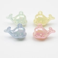 Set of four whale charms in green, yellow, blue, and pink with a pearlescent finish - Jelly Random Mixed Colors