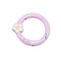 Purple round spring clasp alloy ring with a cute white flower charm for DIY keychains - Light Purple
