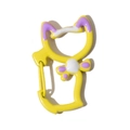 Cat shaped metal carabiner keychain with yellow paint and purple bow connector - Yellow