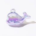 Cute iridescent resin whale charm with purple and pink gradient for DIY accessories - Luminous Shimmer Blue