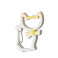 White cat shaped spring gate ring with pink ears and yellow bell detail charm - Off White