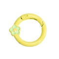 Yellow round spring ring gate with green flower charm for DIY keychains and bags - Light Yellow