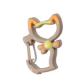 Cat shaped metal spring ring keychain in beige and orange painted finish for DIY projects - Milk Tea