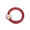 Dark red floral round spring ring clasp for DIY keychains and accessory connections - Ancorra Red