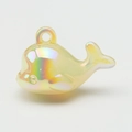 Iridescent yellow cartoon whale pendant with pearl finish for DIY jewelry crafts - Jelly Yellow
