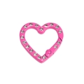 Chiusura a cuore rosa acceso con 16 strass bianchi per portachiavi fai da te - Rosso rosa