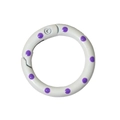 Round spring ring clasp with purple polka dots on white alloy for DIY keychain - 25mm / Beige