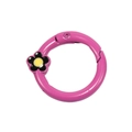 Rose pink round flower spring clasp alloy carabiner ring for DIY keychains - Rose Purple