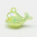 Luminous iridescent bubble whale pendant in pastel green resin for DIY keychains - Jelly Green