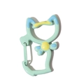 Cat-shaped spring ring keychain in light green finish with blue bow DIY accessory - Emerald Green