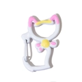 Cat-shaped white spring ring buckle with pink and yellow painted metal details - White