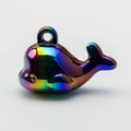 Charming iridescent cartoon whale pendant with metallic glow for DIY jewelry making - Iridescent Black