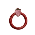 Red spring ring buckle with pink strawberry charm for DIY jewelry and keychains - Dark Red
