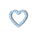 Moschettone a forma di cuore azzurro con strass bianchi per portachiavi DIY - Azzurro