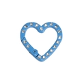 Portachiavi con anello a molla a forma di cuore azzurro e sedici strass luminosi - Celeste