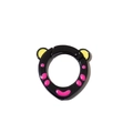 Cartoon bear round spring ring hook in black metal with pink spots for DIY keychains - Black