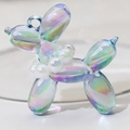 Iridescent balloon dog pendant with laser coating and white pearl collar accessory - With Pearl / Highly Transparent Blue