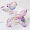 Artistic purple balloon dog charm with pearlescent finish and decorative bead collar - Without Pearl / Transparent Purple