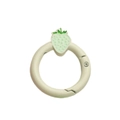 Creamy white spring gate ring with a light green strawberry charm for DIY keychains - Beige