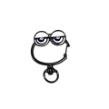 Cartoon big eye swivel keychain ring in black metal with blue bead charms - Black