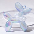 Luminous translucent balloon dog charm with pearl collar for DIY jewelry making - Without Pearl / Luminous Shimmer Blue