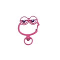 Pink frog-shaped metal spring ring keychain DIY accessory with blue eye detail - Rose Red