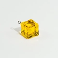 Pendentif cube de glace miniature en résine jaune avec anneau pour création de bijoux - Orange Transparent