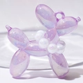 Balloon dog pendant charm in iridescent purple with glitter finish and pearl neck detail - Without Pearl / Luminous Shimmer Purple