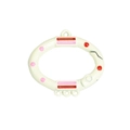 Cremefarbener ovaler Emaille-Federverschluss mit rosa Punkten für DIY-Schmuck - Laterne / Beige