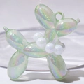 Luminous light green balloon dog pendant with pearl necklace for DIY jewelry making - Without Pearl / Luminous Shimmer Green