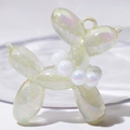 Luminous pale green balloon dog pendant with glitter resin and pearl collar decoration - Without Pearl / Luminous Glitter Yellow