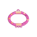 Lila Metall-Federring mit gelben Punkten und Streifen für DIY-Schlüsselanhänger - Laterne / Fuchsia