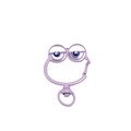 Purple frog shaped spring hook alloy keychain connector with blue eye detail - Purple