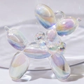 Iridescent resin balloon dog pendant with rainbow finish and top hole for DIY jewelry - With Pearl / Transparent Yellow (Transparent Bead)