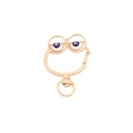 Beige cartoon frog eye spring ring keychain diy accessory with alloy swivel snap hook - Grapefruit Color