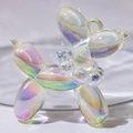 Holographic translucent balloon dog pendant with colorful UV plating for DIY accessories - With Pearl / Transparent Green (Transparent Bead)