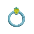 Light blue round spring ring clasp with yellow strawberry charm for DIY keychains - Dark Blue